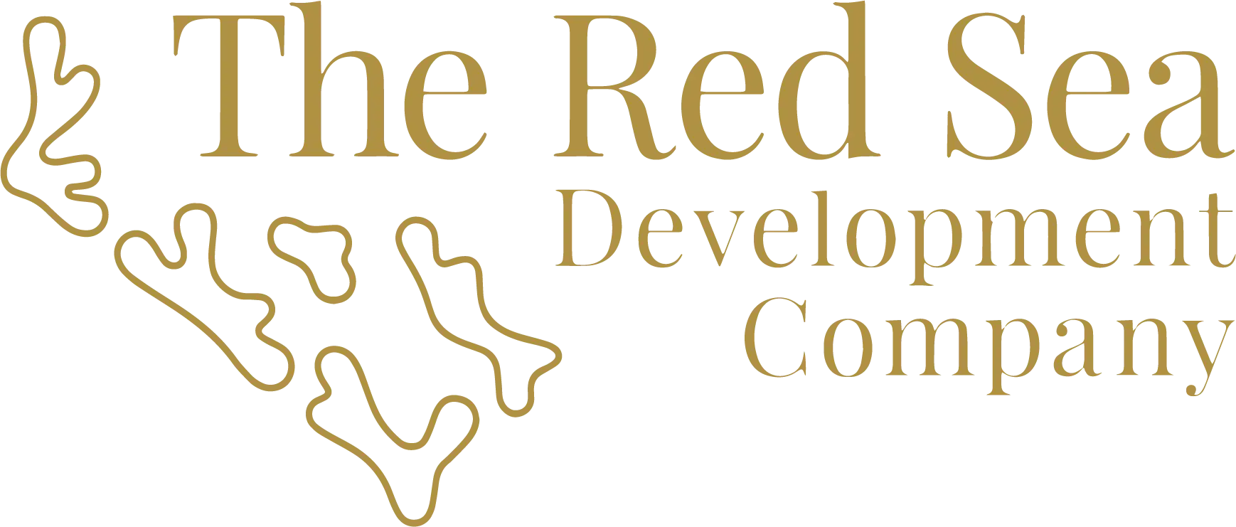 The Red Sea Development Company official gold logo with coral outline graphic.
