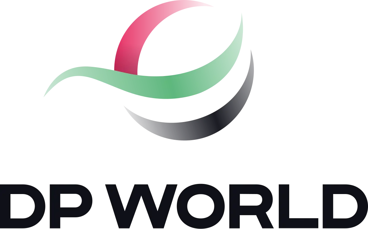 DP World official logo with multicolored curved swoosh emblem.