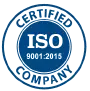 ISO 9001 2015 certified company quality management system seal.