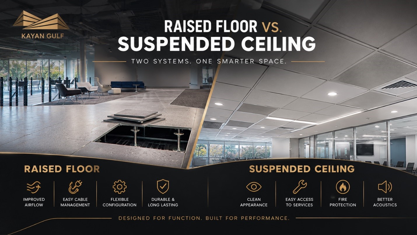 raised floor system or a suspended ceiling